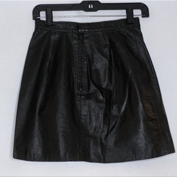 Marco Morani Milan New York Skirt Black Leather Fits EXTRA SMALL XS VINTAGE VTG - Picture 4 of 10